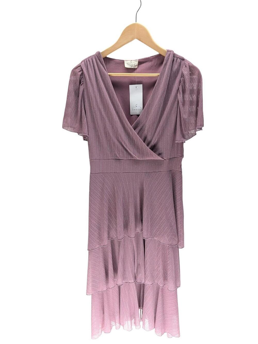 Ember Mauve Tiered Wrap Maxi Dress Flutter Sleeves NWT M